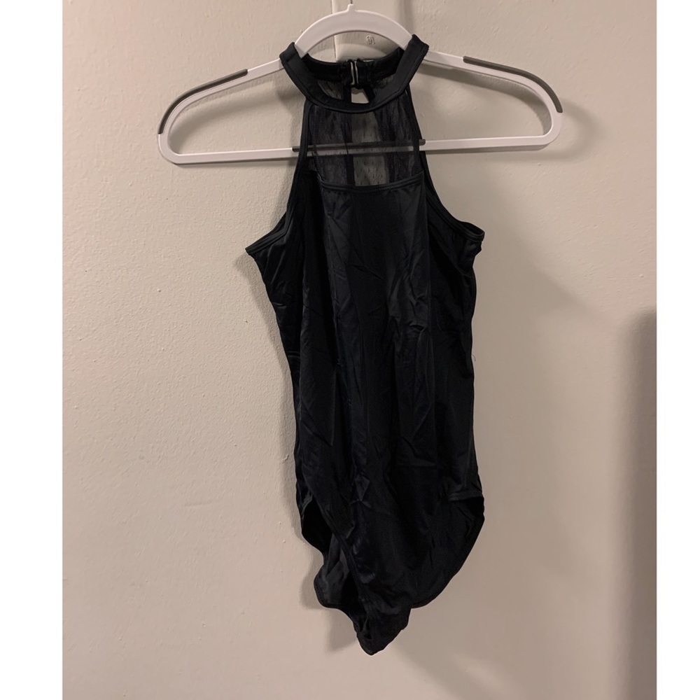 Black Leotard With Mesh Detailing
